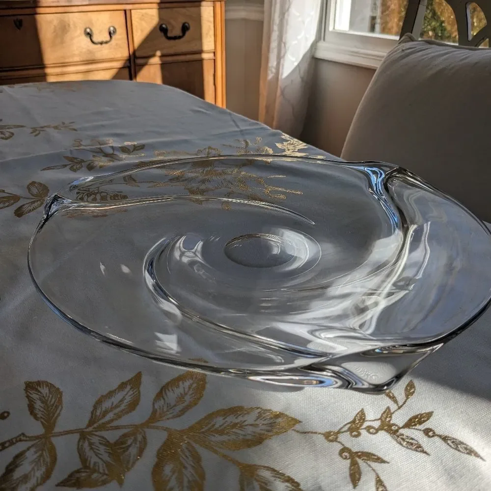 Vtg MCM 1960s Val St. Lambert Platter Romy Signed Heavy Crystal 13